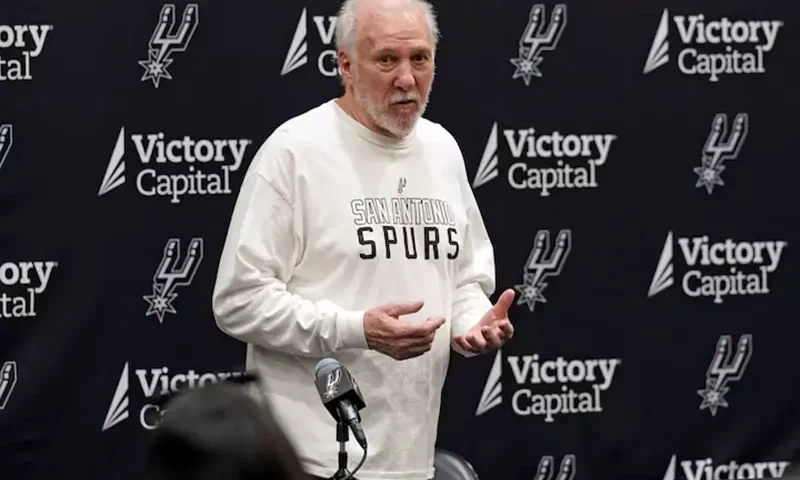 San Antonio Spurs head coach Gregg Popovich answers questions during Media day at Victory Capital Performance Center in San Antonio. Mandatory Credit: Scott Wachter-Imagn Images/File Photo