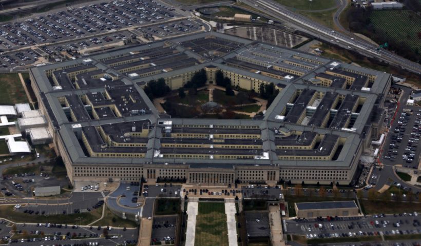 ARLINGTON, VIRGINIA - NOVEMBER 29: The Pentagon is seen from a flight taking off from Ronald Reagan Washington National Airport on November 29, 2022 in Arlington, Virginia. The Pentagon is the headquarters of the U.S. Department of Defense and the world’s largest office building. (Photo by Alex Wong/Getty Images)