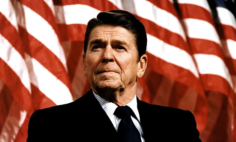 UNDATED: (FILE PHOTO) Former U.S. President Ronald Reagan speaks at a rally for Senator Durenberger February 8, 1982. Reagan turns 92 on February 6, 2003. (Photo by Michael Evans/The White House/Getty Images)