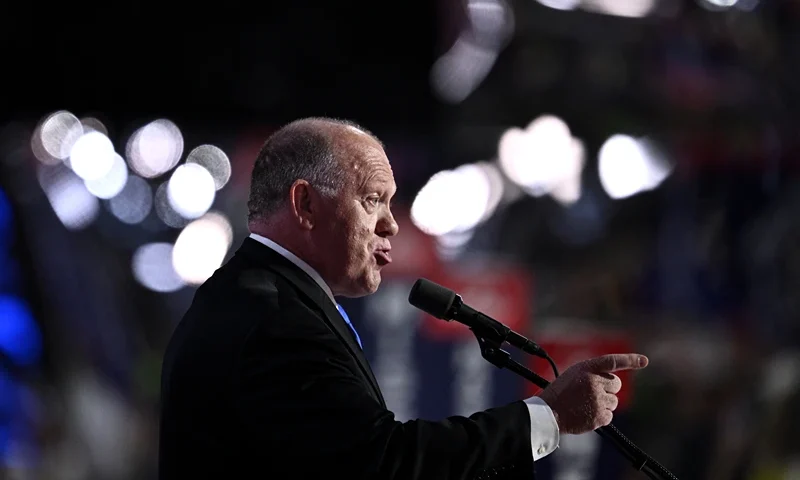 Former Acting Director of Immigration and Customs Enforcement (ICE) Thomas Homan speaks during the third day of the 2024 Republican National Convention at the Fiserv Forum in Milwaukee, Wisconsin, on July 17, 2024. (Photo by Brendan SMIALOWSKI / AFP) (Photo by BRENDAN SMIALOWSKI/AFP via Getty Images)