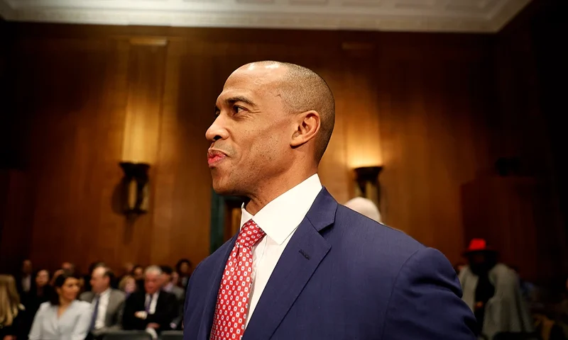 WASHINGTON, DC - JANUARY 16: U.S. President-elect Donald Trump's nominee to be Secretary of Housing and Urban Development Eric Scott Turner arrives to testify at his Senate Banking, Housing, and Urban Affairs confirmation hearing at the Dirksen Senate Office Building on January 16, 2025 in Washington, DC. Turner, a former NFL player, served in the Texas House of Representatives and ran the White House Opportunity and Revitalization Council during Trump’s first term. (Photo by Kevin Dietsch/Getty Images)