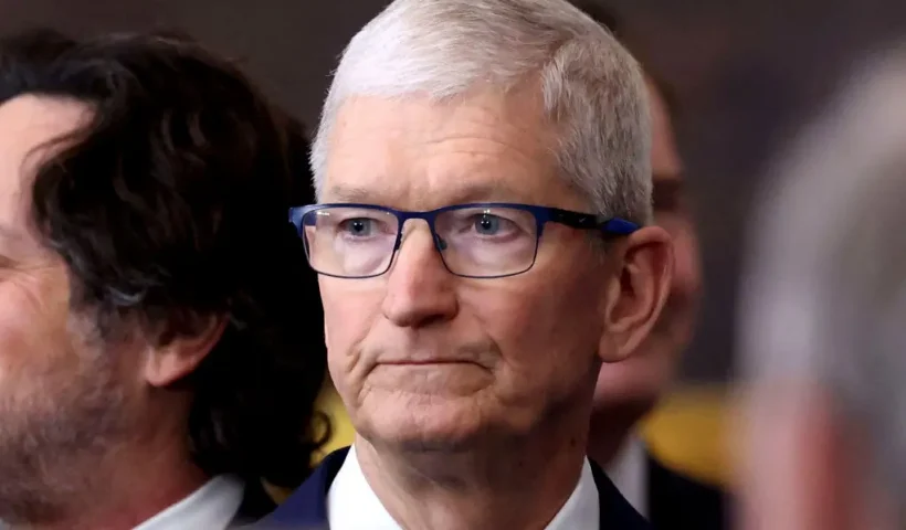 WASHINGTON, DC - JANUARY 20: Tim Cook attends the Inauguration of Donald J. Trump in the U.S. Capitol Rotunda on January 20, 2025 in Washington, DC. Donald Trump takes office for his second term as the 47th president of the United States. (Photo by Kevin Lamarque - Pool/Getty Images)