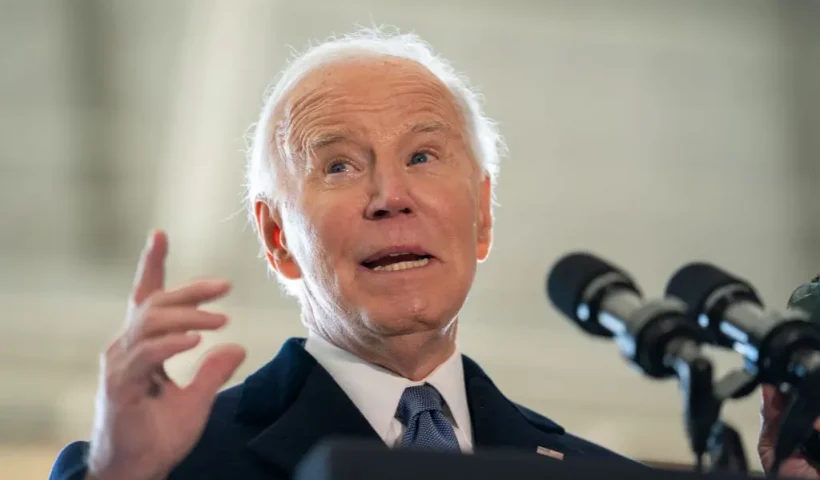 Former US President Joe Biden speaks during a farewell ceremony at Joint Base Andrews, Maryland, on January 20, 2025, following Donald Trump's inauguration. (Photo by Allison ROBBERT / AFP) (Photo by ALLISON ROBBERT/AFP via Getty Images)