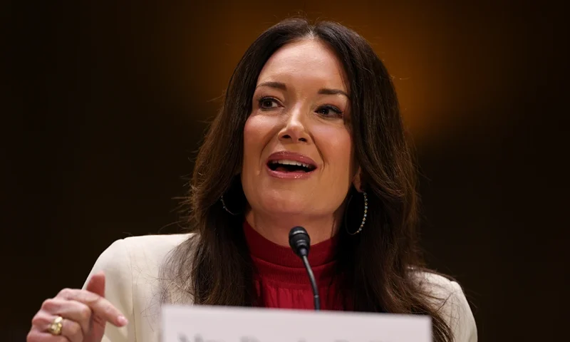 WASHINGTON, DC - JANUARY 23: Brooke Rollins, President Donald Trump's nominee to be Agriculture Secretary, speaks during her Senate Agriculture, Nutrition and Forestry Committee confirmation hearing in the Dirksen building on January 23, 2025 in Washington, DC. Rollins is currently the President and CEO of the America First Policy Institute, a conservative think tank established in 2021 to advocate for Trump’s economic policies. (Photo by Kayla Bartkowski/Getty Images)