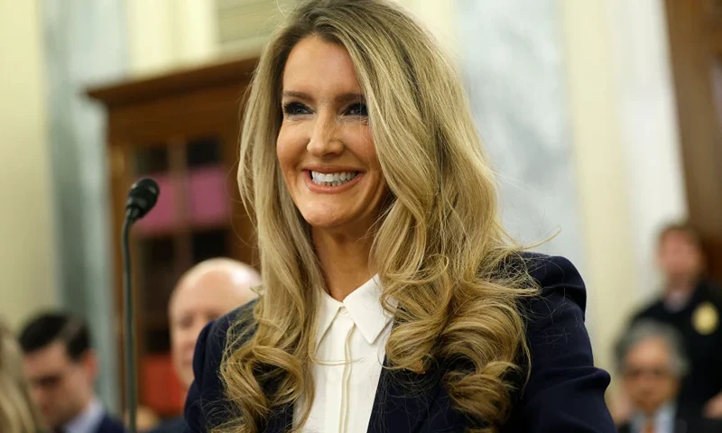 WASHINGTON, DC - JANUARY 29: Kelly Loeffler, U.S. President Donald Trump's nominee to be Administrator of the Small Business Administration testifies during her Senate Small Business and Entrepreneurship Committee confirmation hearing in the Russell Senate Office Building on January 29, 2025 in Washington, DC. Loeffler served as a Senator for Georgia from 2020 to 2021 and is the former CEO of Bakkt, financial service provider. (Photo by Kevin Dietsch/Getty Images)