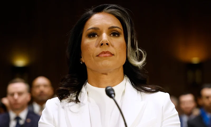 WASHINGTON, DC - JANUARY 30: Tulsi Gabbard, U.S. President Donald Trump’s nominee to be Director of National Intelligence, arrives to testify during her confirmation hearing before the Senate Intelligence Committee in the Dirksen Senate Office Building on January 30, 2025 in Washington, DC. Gabbard, a former Congresswoman from Hawaii who previously ran for president as a Democrat before joining the Republican Party and supporting President Trump, is facing criticism from Senators over her lack of intelligence experience and her opinions on domestic surveillance powers. (Photo by Kevin Dietsch/Getty Images)