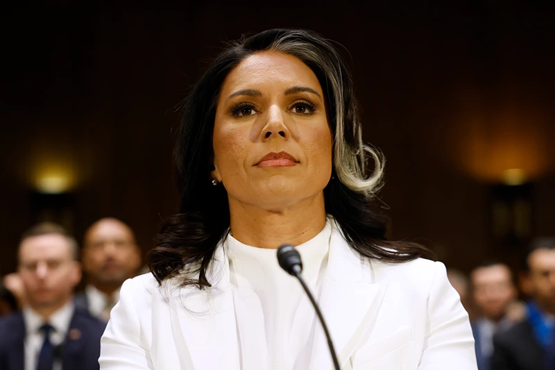 WASHINGTON, DC - JANUARY 30: Tulsi Gabbard, U.S. President Donald Trump’s nominee to be Director of National Intelligence, arrives to testify during her confirmation hearing before the Senate Intelligence Committee in the Dirksen Senate Office Building on January 30, 2025 in Washington, DC. Gabbard, a former Congresswoman from Hawaii who previously ran for president as a Democrat before joining the Republican Party and supporting President Trump, is facing criticism from Senators over her lack of intelligence experience and her opinions on domestic surveillance powers. (Photo by Kevin Dietsch/Getty Images)