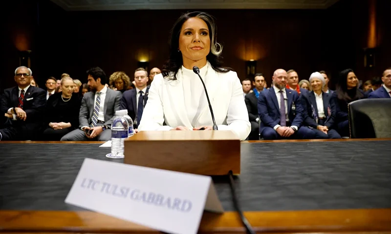 WASHINGTON, DC - JANUARY 30: Tulsi Gabbard, U.S. President Donald Trump’s nominee to be Director of National Intelligence, arrives to testify during her confirmation hearing before the Senate Intelligence Committee in the Dirksen Senate Office Building on January 30, 2025 in Washington, DC. Gabbard, a former Congresswoman from Hawaii who previously ran for president as a Democrat before joining the Republican Party and supporting President Trump, is facing criticism from Senators over her lack of intelligence experience and her opinions on domestic surveillance powers. (Photo by Kevin Dietsch/Getty Images)