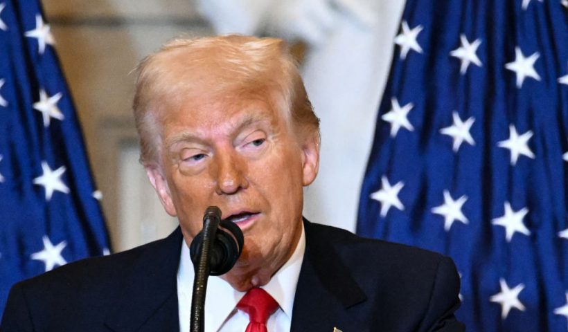 US President Donald Trump speaks during the National Prayer Breakfast at the US Capitol in Washington, DC, on February 6, 2025. (Photo by Mandel NGAN / AFP) (Photo by MANDEL NGAN/AFP via Getty Images)