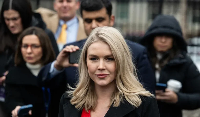 White House Press Secretary Karoline Leavitt speaks to the press outside of the West Wing of the White House in Washington, DC, on February 13, 2025. (Photo by ANDREW CABALLERO-REYNOLDS / AFP) (Photo by ANDREW CABALLERO-REYNOLDS/AFP via Getty Images)