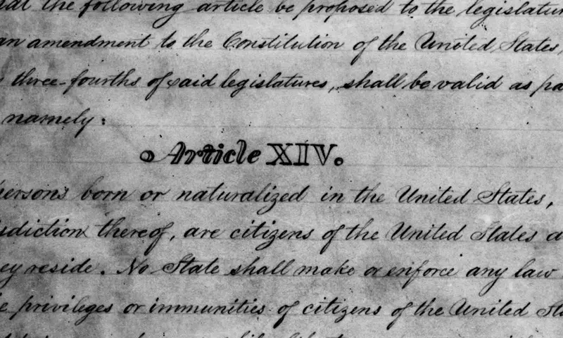 1866: Draft of the 14th Amendment to the U.S. Constitution. (Photo by MPI/Getty Images)