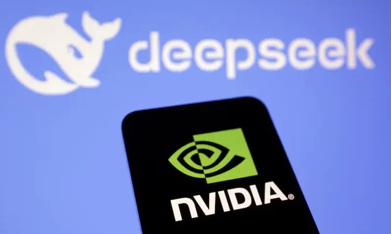 Nvidia and Deepseek logos are seen in this illustration taken, January 27, 2025. REUTERS/Dado Ruvic/Illustrationo/File Photo