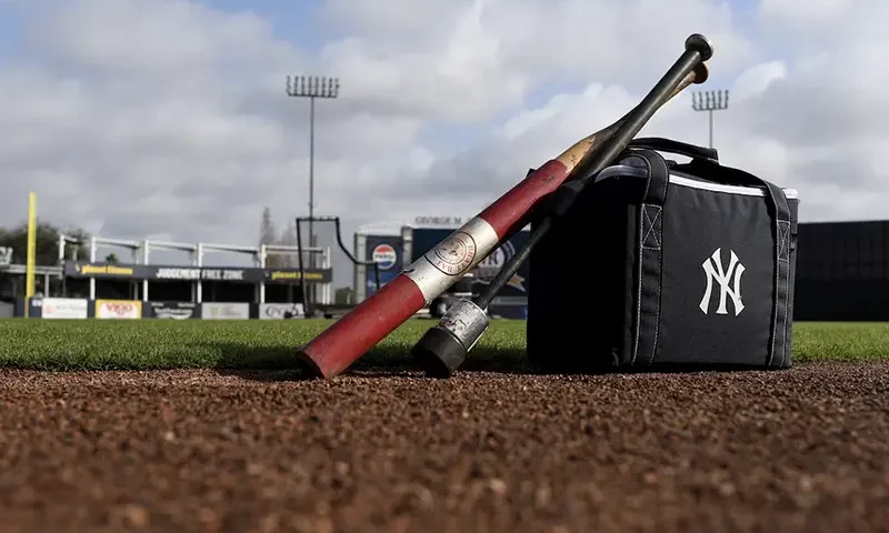 A general view of equipment on the field before the start of a New York Yankees workout during spring training at George M. Steinbrenner Field. Mandatory Credit: Jonathan Dyer-Imagn Images/File Photo