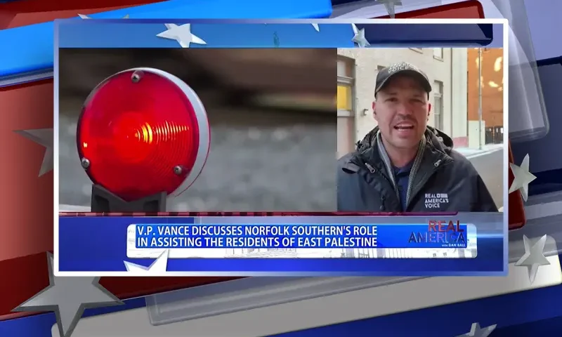 Video still from Real America on One America News Network during an interview with the guest, Ben Bergquam.