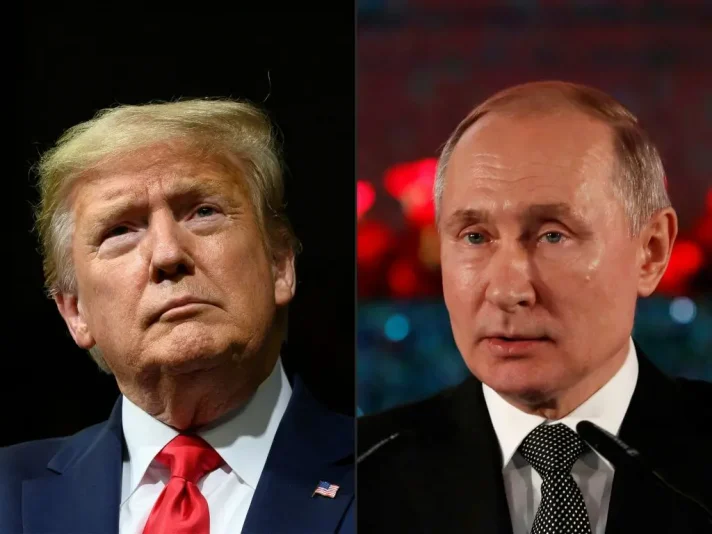 (COMBO) This combination of pictures created on February 21, 2020 shows
US President Donald Trump delivers remarks at a Keep America Great rally in Phoenix, Arizona, on February 19, 2020.
Russian President Vladimir Putin delivers a speech during a ceremony in Jerusalem on January 23, 2020 commemorating the people of Leningrad during the Second World War Nazi siege on the city. - President Donald Trump on february 21, 2020 dismissed reported warnings by US intelligence that Russia is meddling in this year's elections as a "hoax" planted by his Democratic rivals.
"Another misinformation campaign is being launched by Democrats in Congress saying that Russia prefers me to any of the Do Nothing Democrat candidates who still have been unable to, after two weeks, count their votes in Iowa," Trump wrote on Twitter. (Photo by JIM WATSON and EMMANUEL DUNAND / AFP) (Photo by JIM WATSON,EMMANUEL DUNAND/AFP via Getty Images)