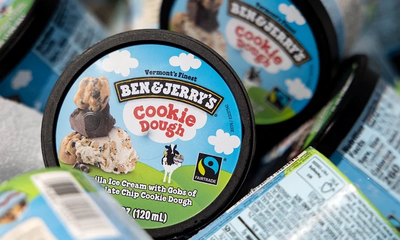 WASHINGTON, DC - MAY 20: Ben and Jerry's ice cream is stored in a cooler at an event where founders Jerry Greenfield and Ben Cohen gave away ice cream to bring attention to police reform at the U.S. Supreme Court on May 20, 2021 in Washington, DC. The two are urging the ending of police qualified immunity. (Photo by Kevin Dietsch/Getty Images)
