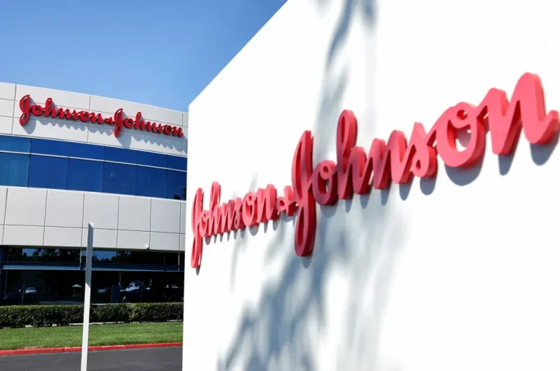 IRVINE, CALIFORNIA - OCTOBER 17: The Johnson & Johnson logo is displayed at company offices on October 17, 2023 in Irvine, California. Johnson & Johnson beat Wall Street’s quarterly revenue and earnings estimates as sales in its pharmaceutical and medical devices businesses grew. (Photo by Mario Tama/Getty Images)