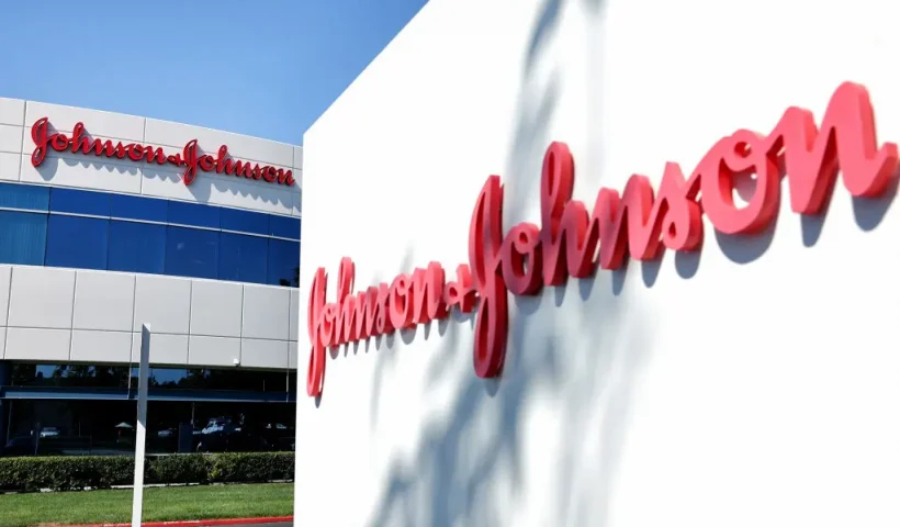 IRVINE, CALIFORNIA - OCTOBER 17: The Johnson & Johnson logo is displayed at company offices on October 17, 2023 in Irvine, California. Johnson & Johnson beat Wall Street’s quarterly revenue and earnings estimates as sales in its pharmaceutical and medical devices businesses grew. (Photo by Mario Tama/Getty Images)