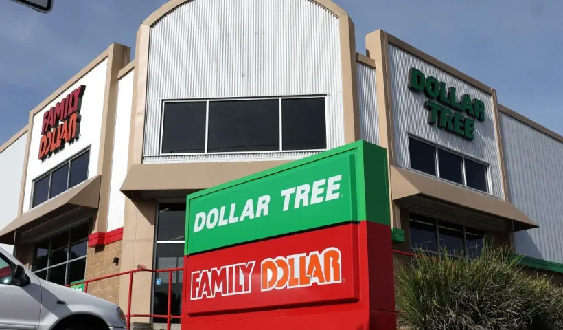 RIO VISTA, CALIFORNIA - MARCH 13: A sign is posted in front of a Dollar Tree and Family Dollar store on March 13, 2024 in Rio Vista, California. Dollar Tree announced plans to close nearly 1,000 of its underperforming Family Dollar stores across the U.S. (Photo by Justin Sullivan/Getty Images)