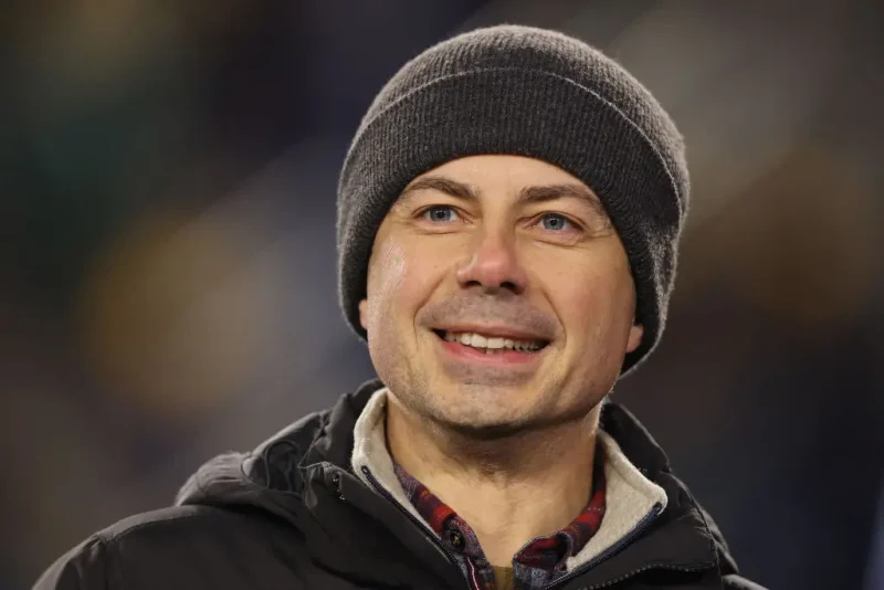 SOUTH BEND, INDIANA - DECEMBER 20: United States Secretary of Transportation Pete Buttigieg looks on prior to the Playoff First Round game between the Indiana Hoosiers and the Notre Dame Fighting Irish at Notre Dame Stadium on December 20, 2024 in South Bend, Indiana. (Photo by Michael Reaves/Getty Images)
