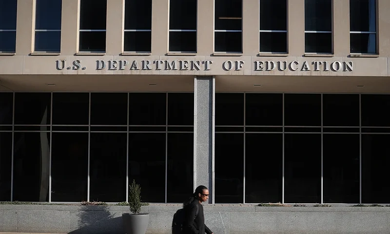 WASHINGTON, DC - MARCH 12: The headquarters of the Department of Education are shown March 12, 2025 in Washington, DC. The Department of Education announced yesterday that it will reduce its staff by nearly 50 percent, leaving the department with 2,183 workers, a reduction from 4,133 when U.S. President Donald Trump took office for his second term. (Photo by Win McNamee/Getty Images)