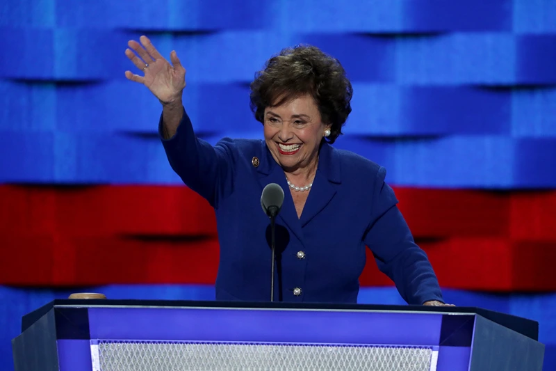 Rep. Nita Lowey (D-NY) waves to the crowd while delivering a speech on the first day of the Democratic National Convention at the Wells Fargo Center, July 25, 2016 in Philadelphia, Pennsylvania. An estimated 50,000 people are expected in Philadelphia, including hundreds of protesters and members of the media. The four-day Democratic National Convention kicked off July 25. (Photo by Alex Wong/Getty Images)