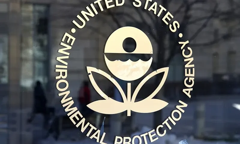 WASHINGTON, DC - MARCH 16: The U.S. Environmental Protection Agency's (EPA) logo is displayed on a door at its headquarters on March 16, 2017 in Washington, DC. U.S. President Donald Trump's proposed budget for 2018 seeks to cut the EPA's budget by 31 percent from $8.1 billion to $5.7 billion. (Photo by Justin Sullivan/Getty Images)