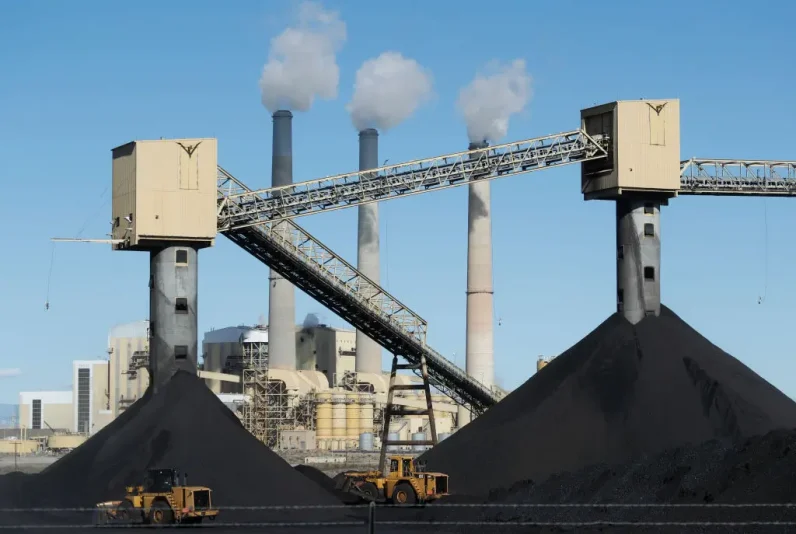 CASTLE DALE, UT - OCTOBER 9: Piles of coal sit in front of Pacificorp's 1440 megawatt coal fired power plant on October 9, 2017 in Castle Dale, Utah. It was announced today that the Trump administration's EPA will repeal then Clean Power Plan,that was put in place by the Obama administration. (Photo by George Frey/Getty Images)