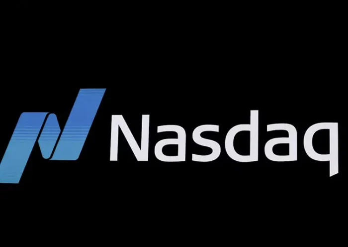 The Nasdaq logo is displayed at the Nasdaq Market, in New York City, New York, U.S., February 13, 2025. REUTERS/Brendan McDermid/File Photo