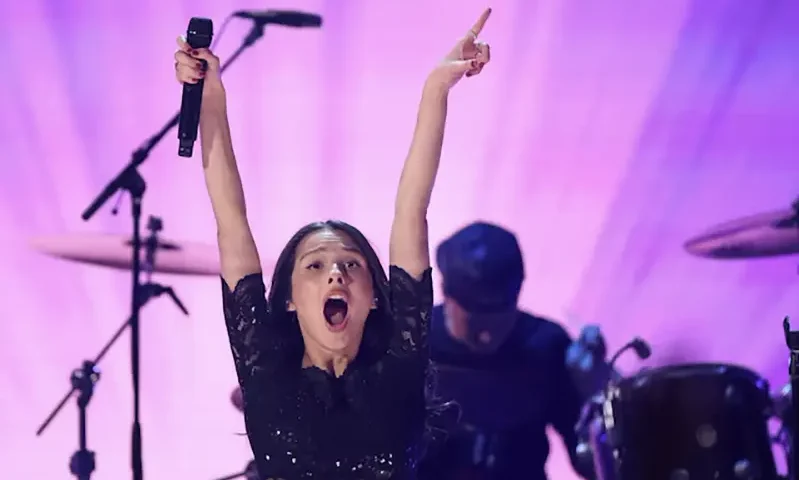 Olivia Rodrigo performs during the FireAid benefit concert for Los Angeles wildfire relief efforts in Inglewood, California, U.S., January 30, 2025. REUTERS/Mario Anzuoni/File Photo