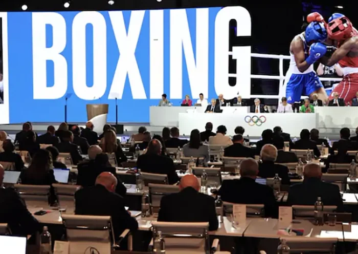 General view of International Olympics Committee(IOC) president Thomas Bach speaking during the 144th IOC Session REUTERS/Louisa Gouliamaki