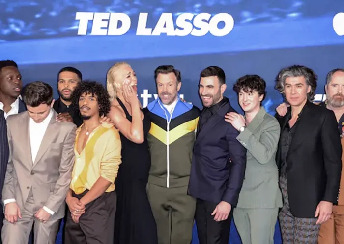 Jason Sudeikis and the cast of Ted Lasso attend the Apple Original Series "Ted Lasso" Season 3 Red Carpet Premiere at Westwood Village Theater, Los Angeles, California, U.S., March 7, 2023. REUTERS/David Swanson/File Photo