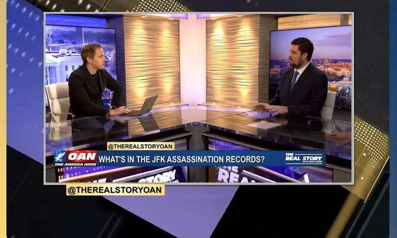 Video still from The Real Story on One America News Network during an interview with the guest, Cameron Malstrom.
