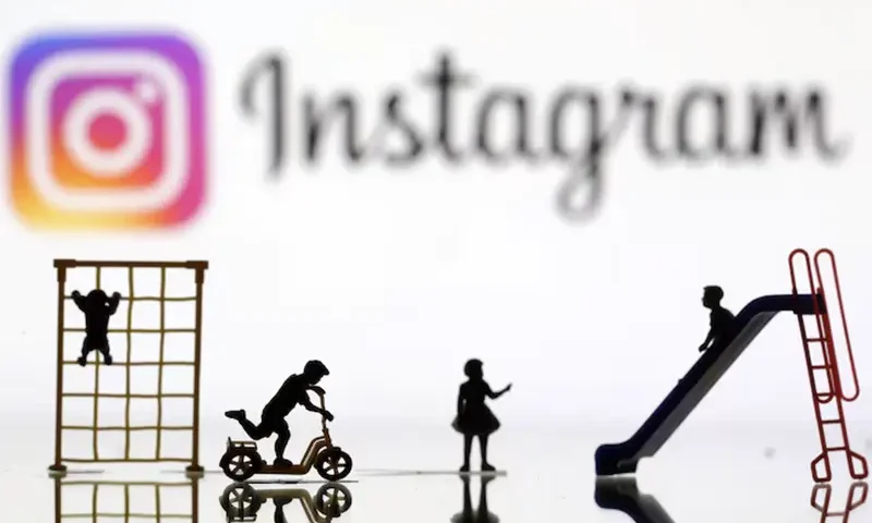 Children playground miniatures are seen in front of displayed Instagram logo in this illustration taken April 4, 2023. REUTERS/Dado Ruvic/Illustration/File Photo