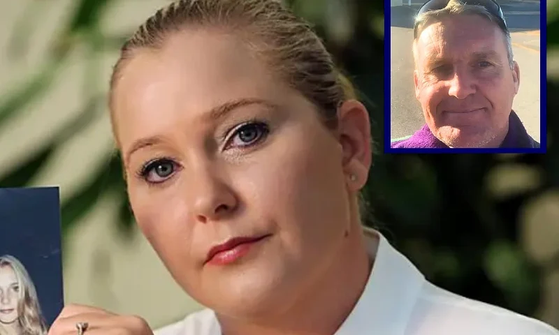 (L) Virginia Roberts Giuffre, with a photo of herself as a teen, when she says she was abused by Jeffrey Epstein, Ghislaine Maxwell and Prince Andrew, among others. (Emily Michot/Miami Herald/Tribune News Service via Getty Images) / (R) Bus driver Ross Munns. (Photo via: public Facebook profile - via Western Australia Police Force)
