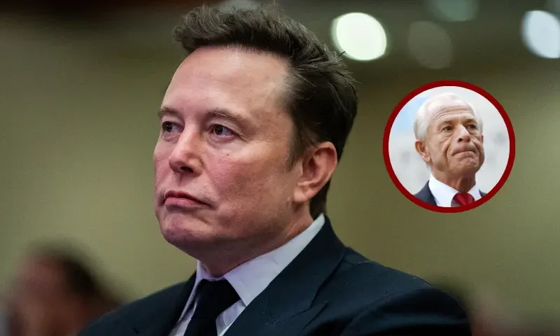 B| Elon Musk listens as US President-elect Donald Trump speaks during a House Republicans Conference meeting at the Hyatt Regency on Capitol Hill on November 13, 2024 in Washington, DC. As is tradition with incoming presidents, President-elect Trump is traveling to Washington, DC to meet with U.S. President Joe Biden at the White House as well as Republican members of Congress on Capitol Hill. (Photo by Allison Robbert-Pool/Getty Images) F| Peter Navarro, an advisor to former U.S. President Donald Trump, speaks to reporters as he arrives at the E. Barrett Prettyman Courthouse on September 07, 2023 in Washington, DC. The jury is expected to begin deliberating today in Navarro's contempt of Congress case for failing to comply with a congressional subpoena from the House January 6 Committee. (Photo by Kevin Dietsch/Getty Images)