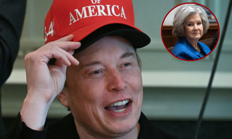 (L) Elon Musk, wearing two hats, speaks during a cabinet meeting in the Cabinet Room of the White House in Washington, DC, on April 30, 2025. (Photo by JIM WATSON/AFP via Getty Images) / (R) White House Chief of Staff Susie Wiles (R) looks on as US President Donald Trump speaks during a bilateral meeting with Prime Minister of Norway Jonas Gahr Store in the Cabinet Room of the White House in Washington, DC, on April 24, 2025. (Photo by SAUL LOEB / AFP) (Photo by SAUL LOEB/AFP via Getty Images)