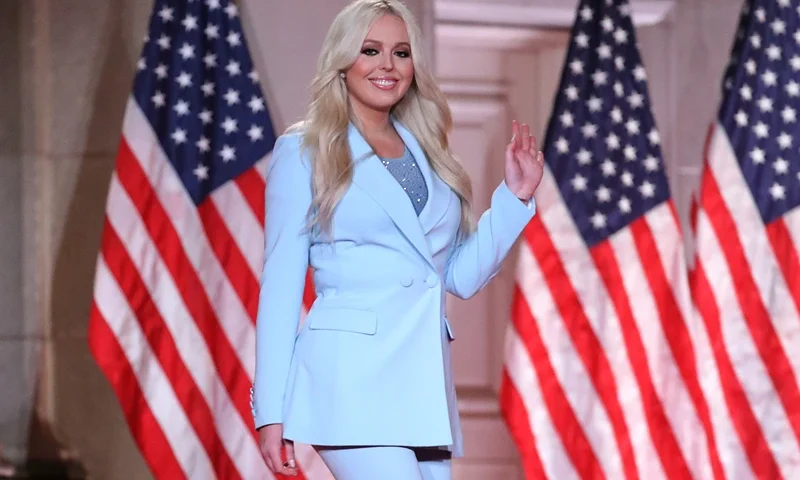 Tiffany Trump, daughter of President Donald Trump, walks on stage before pre-recording her address to the Republican National Convention inside an empty Mellon Auditorium on August 25, 2020 in Washington, DC. The novel coronavirus pandemic has forced the Republican Party to move away from an in-person convention to a televised format, similar to the Democratic Party's convention a week earlier. (Photo by Chip Somodevilla/Getty Images)