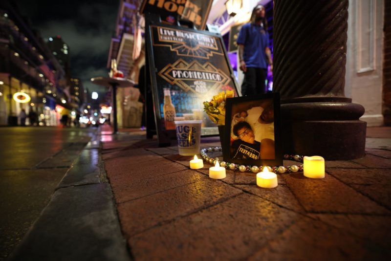 NEW ORLEANS, LOUISIANA - JANUARY 04: Scenes from a vigil held for people killed on Bourbon street are seen on January 04, 2025 in New Orleans, Louisiana. At least 14 people were killed on Bourbon Street when a person allegedly drove into a crowd in the early morning hours of New Year's Day Dozens more were injured after a suspect in a rented pickup truck allegedly drove around barricades and through a crowd of New Year's revelers on Bourbon Street. The suspect then got out of the car, opened fire on police officers, and was subsequently killed by law enforcement. (Photo by Chris Graythen/Getty Images)