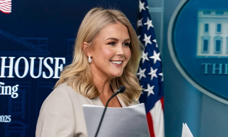 April 1 th 2025 Washington DC at the White House press Secretary Karoline Leavitt had a press briefing she took many questions on ICE and on the court case . And the tariffs what are taking place tomorrow. On April 1th 2025 Washington DC (Photo by Andrew Thomas / Middle East Images / Middle East Images via AFP) (Photo by ANDREW THOMAS/Middle East Images/AFP via Getty Images)
