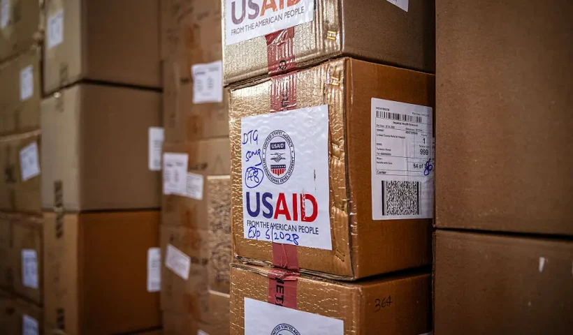 Boxes of drugs delivered by the now-dismantled United States Agency for International Development (USAID) are seen amid medical supply shortages in a pharmacy storeroom at Lodwar County Referral Hospital in Lodwar on April 1, 2025. (Photo by Luis TATO / AFP) (Photo by LUIS TATO/AFP via Getty Images)