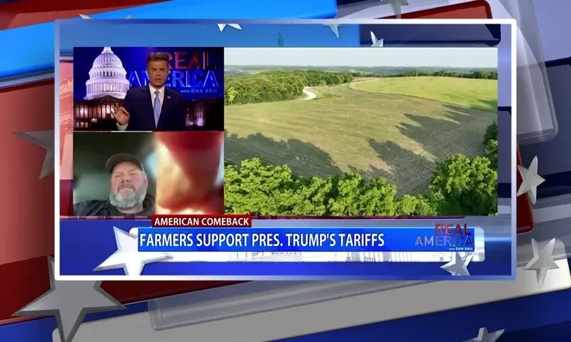 Video still from Real America on One America News Network during an interview with the guest, Dan Geltrude.