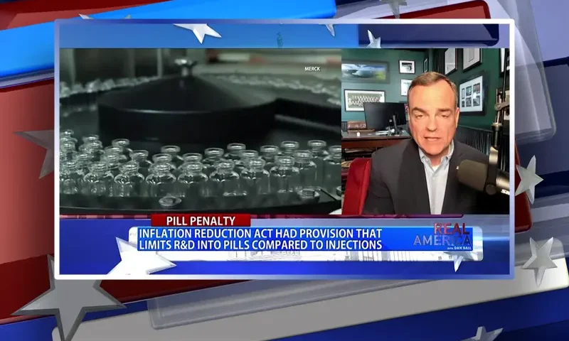 Video still from Real America on One America News Network during an interview with the guest, Tim Murtaugh.