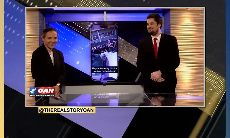 Video still from The Real Story on One America News Network
