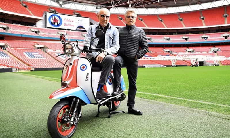 Roger Daltrey and Pete Townshend of British band The Who pose for a picture at Wembley Stadium in London, Britain March 13, 2019. Picture taken March 13, 2019. REUTERS/Dylan Martinez/File Photo