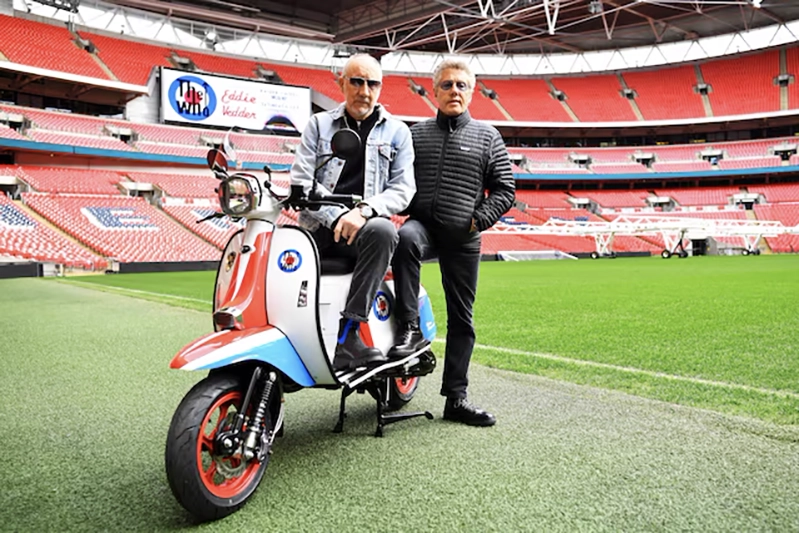 Roger Daltrey and Pete Townshend of British band The Who pose for a picture at Wembley Stadium in London, Britain March 13, 2019. Picture taken March 13, 2019. REUTERS/Dylan Martinez/File Photo