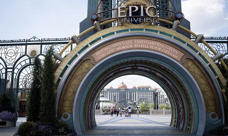 The portal at the entrance of Universal Epic Universe theme park ahead of the grand opening ceremony in Orlando, Florida, U.S. May 20, 2025. REUTERS/Marco Bello