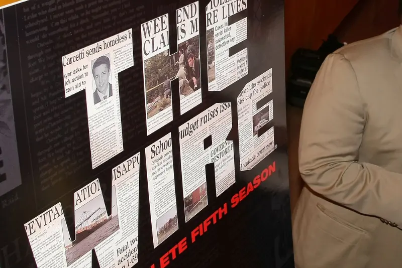 Wendell Pierce and David Simon attend the Museum of the Moving Image presentation of HBO's "The Wire" reception at The Times Center on July 30, 2008 in New York City. (Photo by Andrew H. Walker/Getty Images)