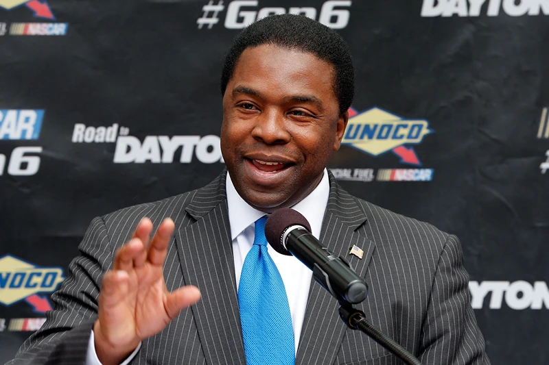 Jacksonville mayor Alvin Brown speaks to the media during the Road to Daytona Fueled By Sunoco Tour stop at City Hall on February 12, 2013 in Jacksonville, Florida. (Photo by Sam Greenwood/Getty Images for NASCAR)