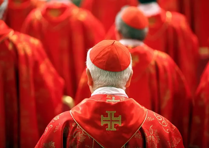 VATICAN CITY, VATICAN - MARCH 12: Cardinals attend the Pro Eligendo Romano Pontifice Mass at St Peter's Basilica, before they enter the conclave to decide who the next pope will be, on March 12, 2013 in Vatican City, Vatican. Cardinals are set to enter the conclave to elect a successor to Pope Benedict XVI after he became the first pope in 600 years to resign from the role. The conclave is scheduled to start on March 12 inside the Sistine Chapel and will be attended by 115 cardinals as they vote to select the 266th Pope of the Catholic Church. (Photo by Franco Origlia/Getty Images)